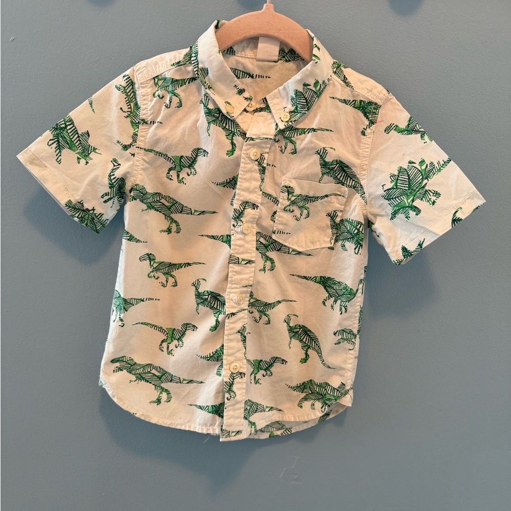 Kids Dinosaur Print Shirt - Green